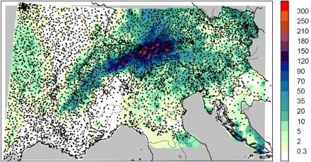 Daily precipitation sum on 22. August 2005.