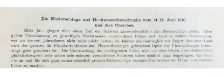Introduction to the flood analysis for the event in 1910.