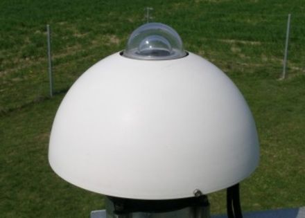  	A small glass dome through which the radiation enters, surrounded by a cover screen that protects the instruments from environmental influences.