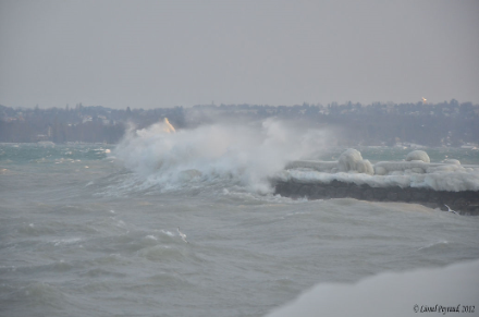 Image showing the shore of Lake Geneva covered in a thick layer of ice.