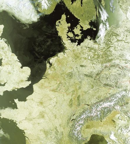 Weather-satellite image of Europe.
