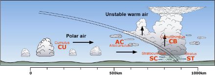 Schematic representation of cold front clouds.
