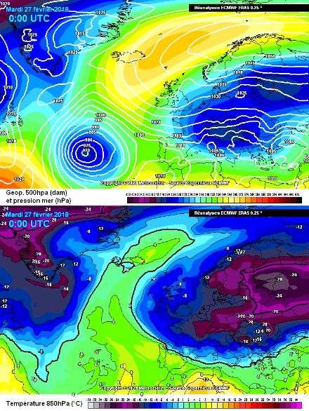 The maps illustrate the impact of the stratospheric warming on the tropospheric circulation.