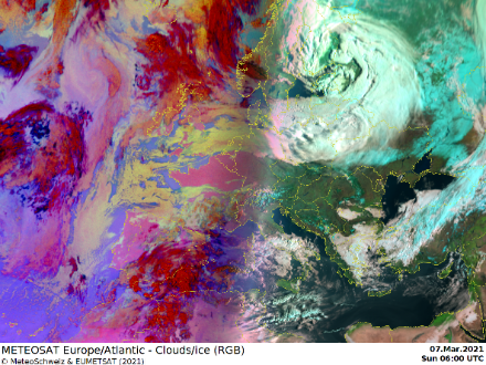 Cloud systems can be identified from the satellite image.